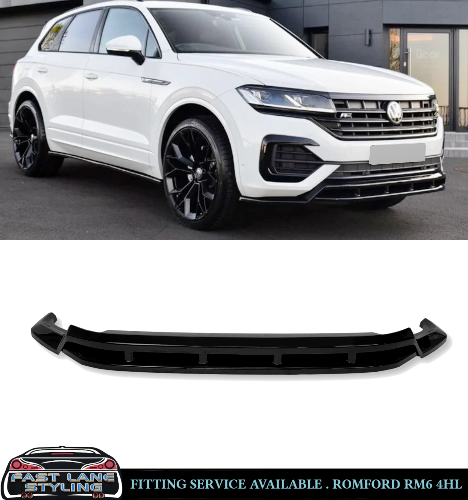 FRONT LIP SPLITTER LIP SPOILER GLOSS BLACK FOR VW TOUAREG MK3 R-LINE 2018-2023