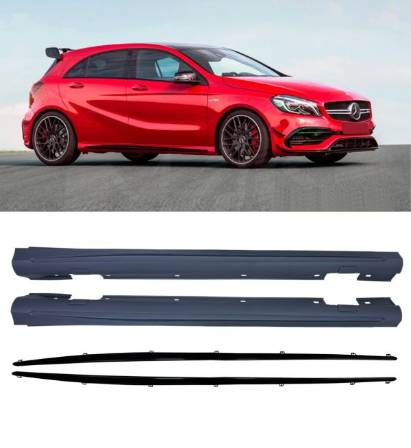 SIDE SKIRTS BLADES A45/CLA45 AMG LOOK PRIMED FOR MERCEDES A CLASS W176/CLA C117