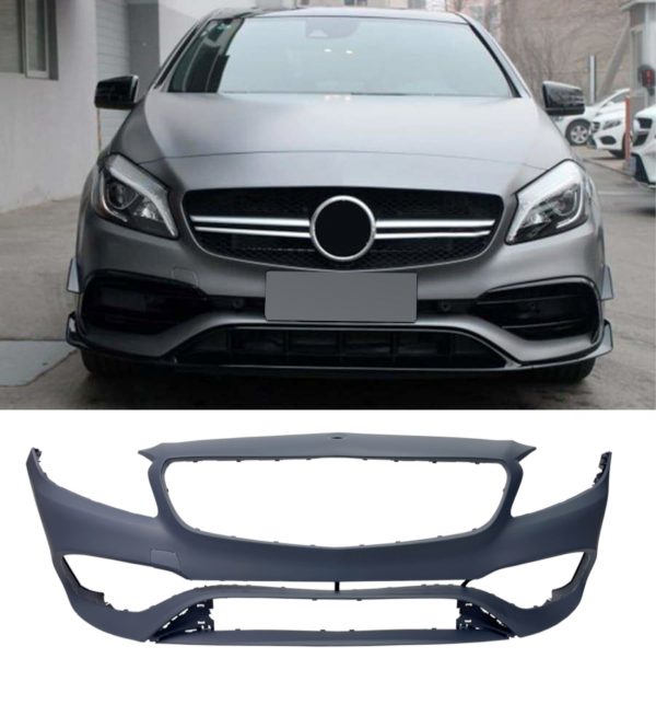 FRONT BUMPER BODY KIT A45 AMG LOOK PRIMED FOR MERCEDES A CLASS W176 FACELIFT - Image 2