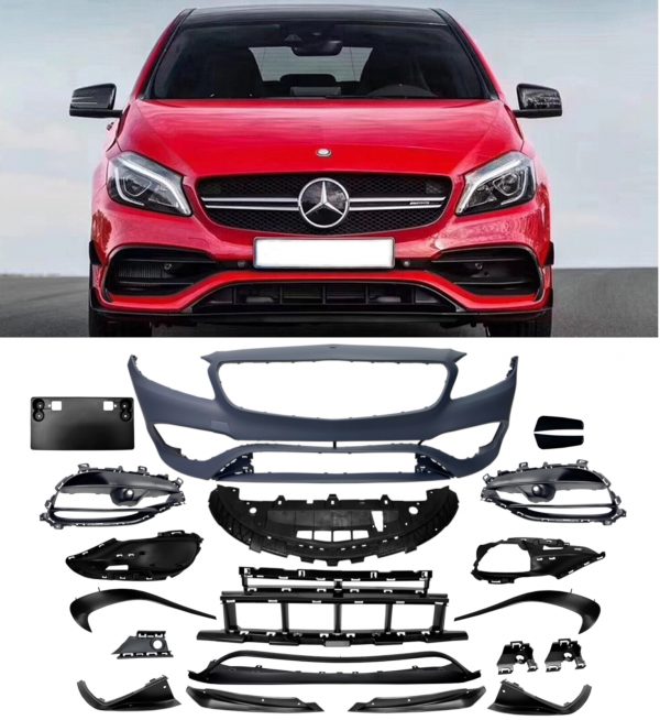 FRONT BUMPER BODY KIT A45 AMG LOOK PRIMED FOR MERCEDES A CLASS W176 FACELIFT