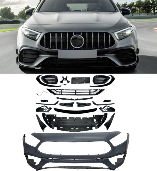 FRONT BUMPER BODY KIT AMG A45 STYLE PRIMED FOR MERCEDES A CLASS W177 2018+