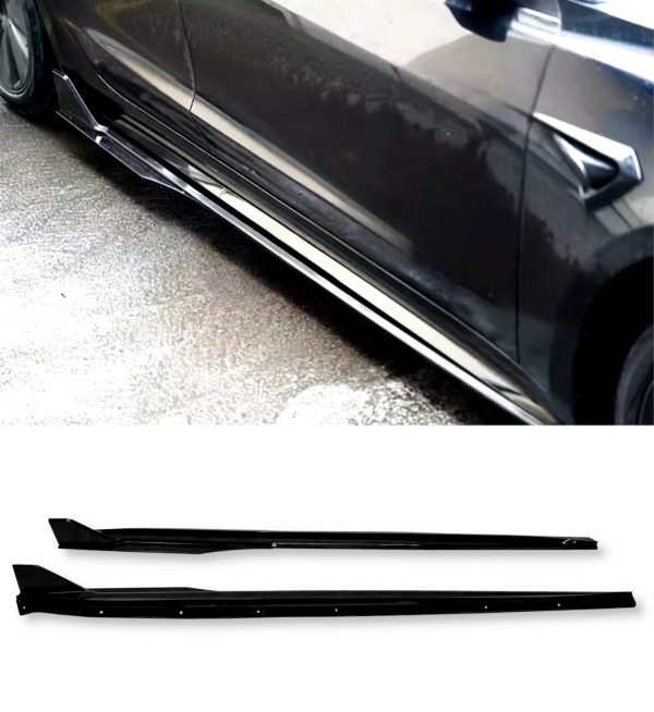 AERO BODY KIT SPLITTER DIFFUSER SPOILER SKIRTS GLOSS BLACK FOR TESLA MODEL 3 23+ - Image 4