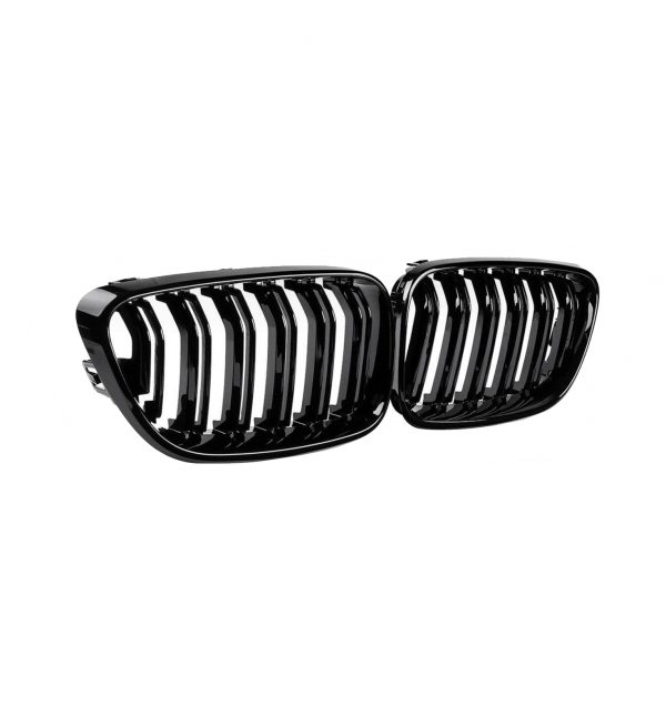 FRONT KIDNEY GRILLE WITH LIP SPLITTER GLOSS BLACK FOR BMW 2 SERIES F22 F23 14-21 - Image 2
