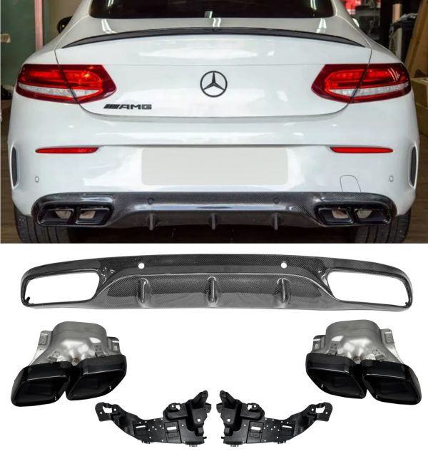 REAR DIFFUSER WITH TIPS CARBON FIBRE FOR MERCEDES C CLASS A205 C205 AMG-LINE