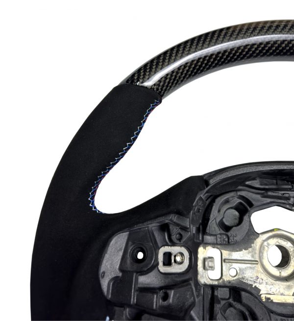 STEERING WHEEL CARBON & ALCANTARA TRI-COLOUR STITCHING FOR BMW 1 2 3 4 SERIES - Image 2