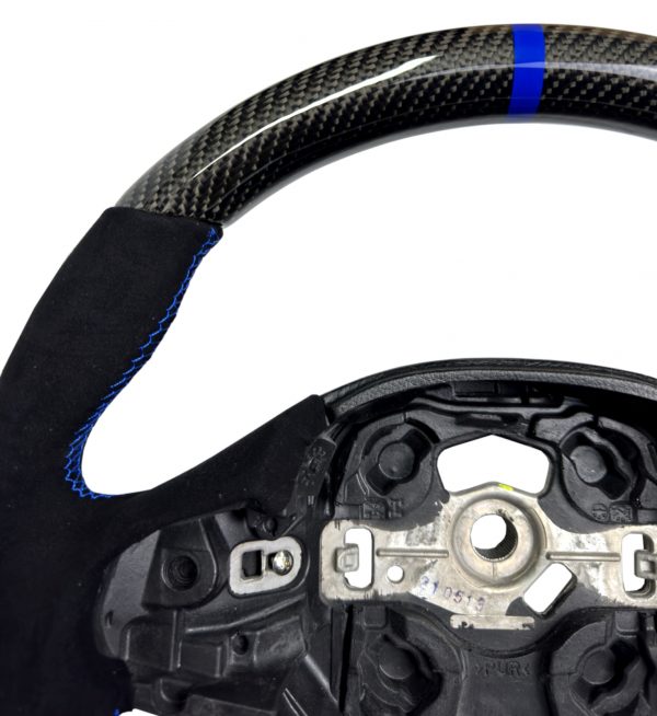 STEERING WHEEL CARBON & ALCANTARA BLUE COLOUR STITCHING FOR BMW 1 2 3 4 SERIES - Image 2