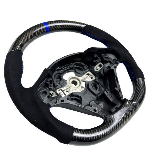 STEERING WHEEL CARBON & ALCANTARA BLUE COLOUR STITCHING FOR BMW 1 2 3 4 SERIES - Image 3