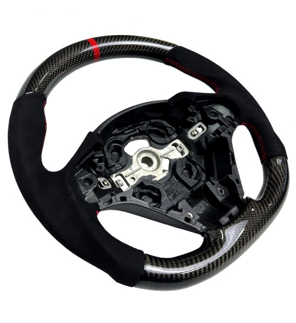 STEERING WHEEL CARBON & ALCANTARA RED COLOUR STITCHING FOR BMW 1 2 3 4 SERIES - Image 2