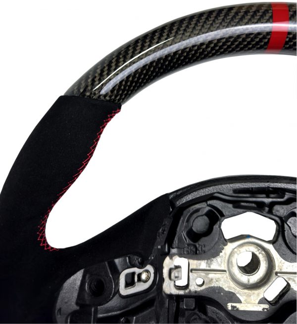 STEERING WHEEL CARBON & ALCANTARA RED COLOUR STITCHING FOR BMW 1 2 3 4 SERIES - Image 4