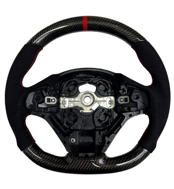 STEERING WHEEL CARBON & ALCANTARA RED COLOUR STITCHING FOR BMW 1 2 3 4 SERIES