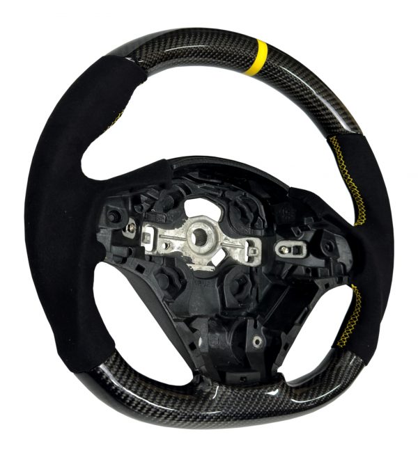 STEERING WHEEL CARBON & ALCANTARA YELLOW COLOUR STITCHING FOR BMW 1 2 3 4 SERIES - Image 2