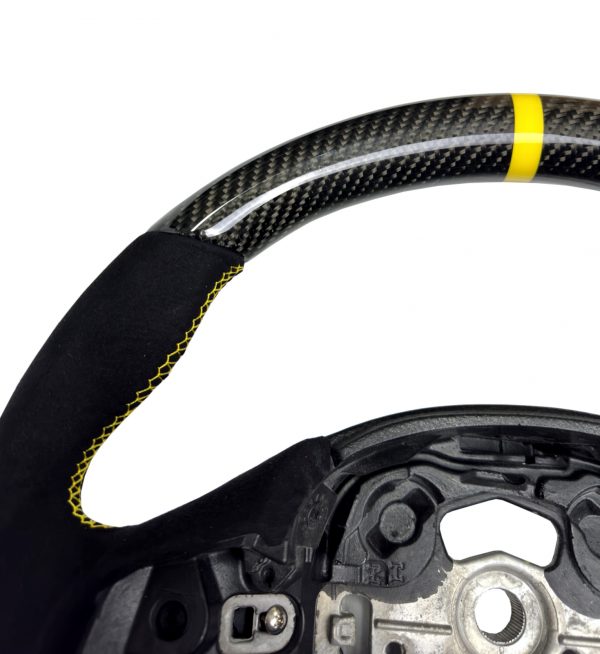 STEERING WHEEL CARBON & ALCANTARA YELLOW COLOUR STITCHING FOR BMW 1 2 3 4 SERIES - Image 4
