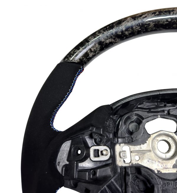 STEERING WHEEL FORGED CARBON FIBRE & ALCANTARA TRI-COLOUR FOR BMW 1 2 3 4 SERIES - Image 4
