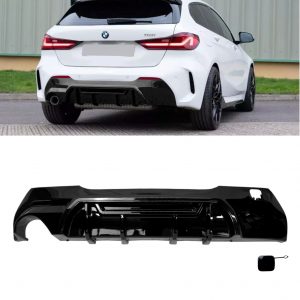 REAR DIFFUSER VALANCE SINGLE EXHAUST LEFT GLOSS BLACK FOR BMW 1 SERIES F40 2019+