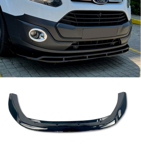 FRONT LIP SPLITTER SPOILER GLOSS BLACK FOR FORD TRANSIT CUSTOM MK1 2012-2018