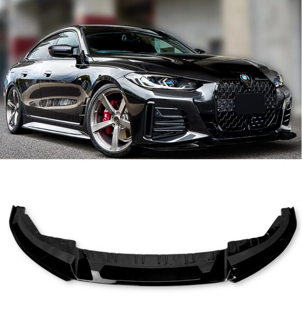 FRONT SPLITTER LOWER SPOILER GLOSS BLACK FOR BMW 4 SERIES G22 G23 G26 2020+