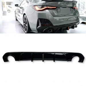 REAR DIFFUSER WITH F1 LIGHT DUAL EXHAUST GLOSS BLACK FOR BMW 4 SERIES G26 2020+