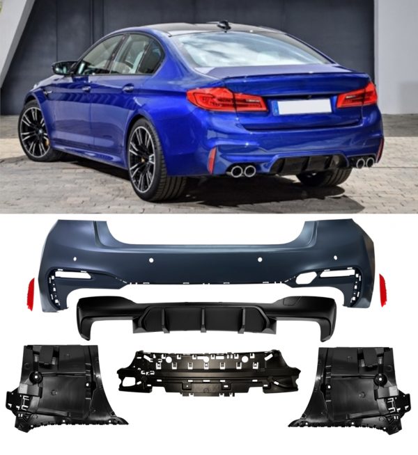 REAR BUMPER DIFFUSER F90 M5 LOOK BODY KIT PRIMED FOR BMW 5 SERIES G30 2018-2024