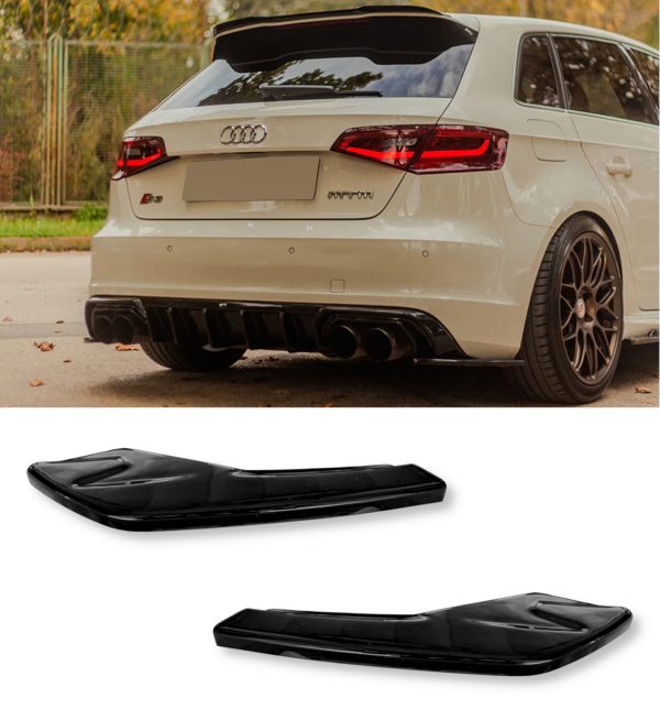 REAR SIDE SPLITTER GLOSS BLACK FOR AUDI S3 8V SPORTBACK PRE-FACELIFT 2013-2016