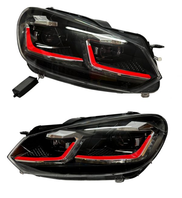 XENON HEADLLIGHTS SEQENTIAL INDICATORS WITH RED LINE MK7.5 LOOK FOR VW GOLF MK6 - Image 3