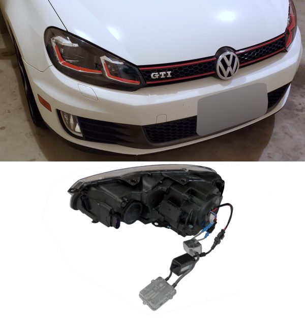 XENON HEADLLIGHTS SEQENTIAL INDICATORS WITH RED LINE MK7.5 LOOK FOR VW GOLF MK6 - Image 5