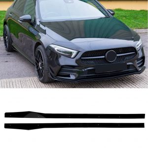SIDE SKIRTS EXTENSION BLADES GLOSS BLACK FOR MERCEDES A CLASS W177 2018+