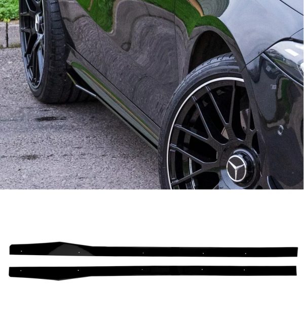 SIDE SKIRTS EXTENSION BLADES GLOSS BLACK FOR MERCEDES CLA C118 W118 2019+