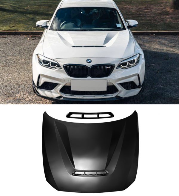 ALUMINIUM BONNET HOOD CS STYLE BLACK FOR BMW 1 & 2 SERIES F20 F21 F22 F23 M2 F87