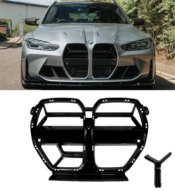 FRONT KIDNEY GRILLE CS STYLE GLOSS BLACK FOR BMW M3 G80 G81 M4 G82 G83 2021+