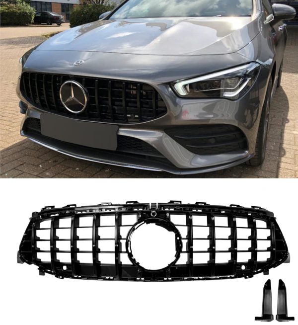 FRONT GRILLE PANAMERICANA GT STYLE GLOSS BLACK FOR MERCEDES CLA W118 C118 2024+