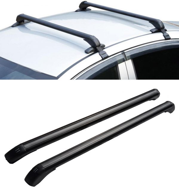 UNIVERSAL ROOF RAILS CROSS BARS ROOF RACKS BLACK FOR SALOON MODELS 100CM - Image 2