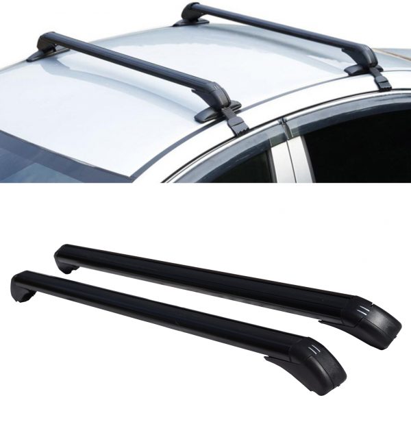 UNIVERSAL ROOF RAILS CROSS BARS ROOF RACKS BLACK FOR SALOON MODELS 100CM - Image 3