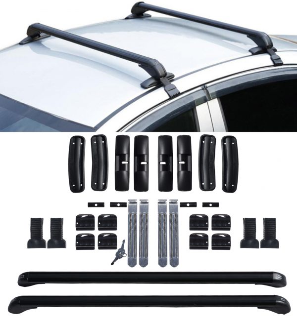 UNIVERSAL ROOF RAILS CROSS BARS ROOF RACKS BLACK FOR SALOON MODELS 100CM