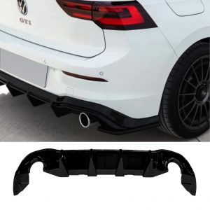 REAR VALANCE DIFFUSER GLOSS BLACK FOR VW GOLF MK8 GTI GTD GTE 2020+