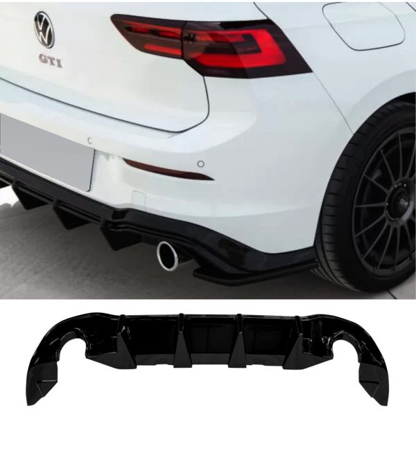 REAR VALANCE DIFFUSER GLOSS BLACK FOR VW GOLF MK8 GTI GTD GTE 2020+