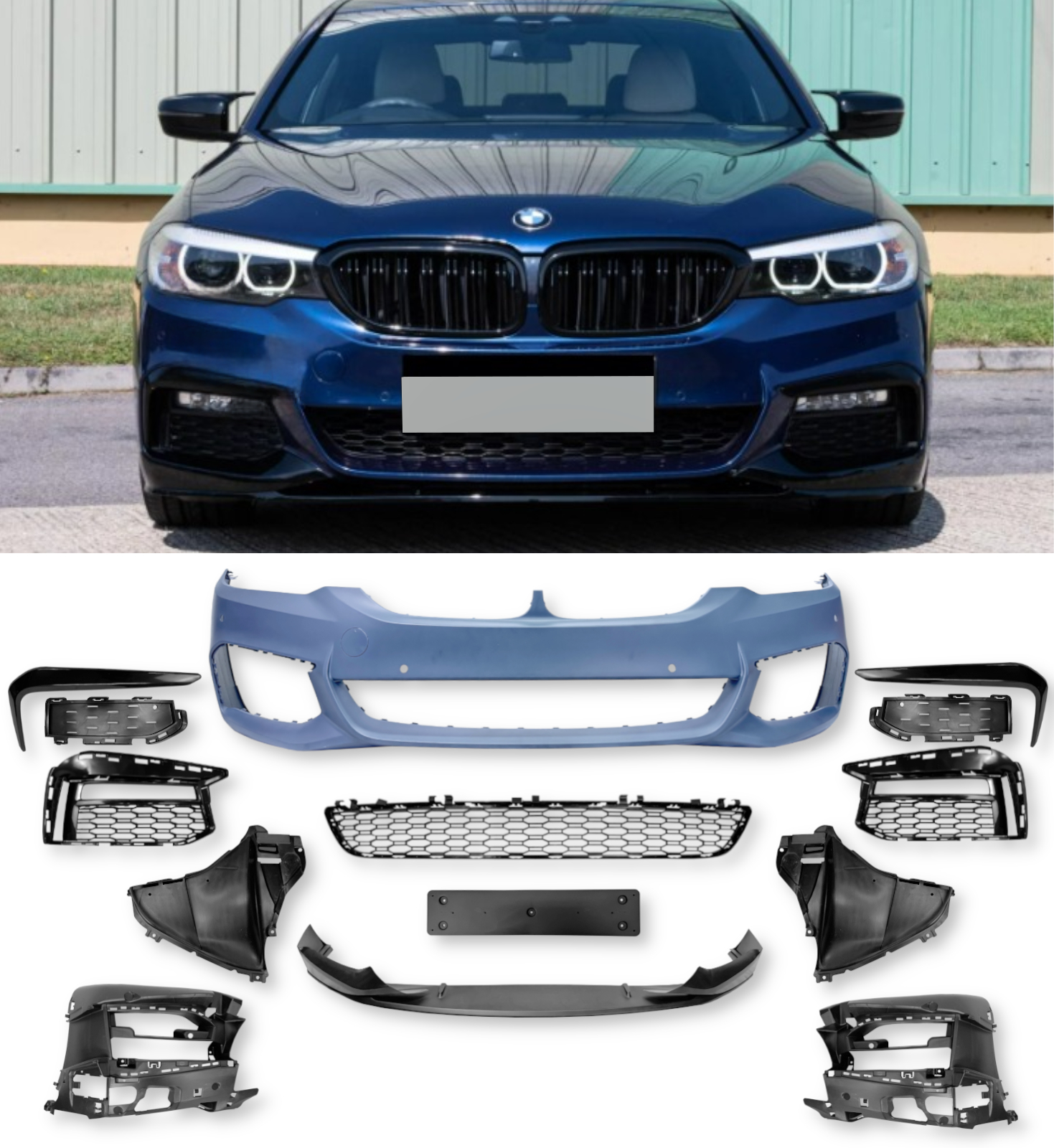 FRONT BUMPER BODY KIT M SPORT STYLE PRIMED FOR BMW 5 SERIES G30 G31 G38 2017-20