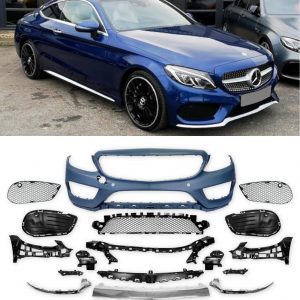 FRONT BUMPER BODY KIT PRIMED FOR MERCEDES C CLASS W205 C205 PRE-FACELIFT 2015-18