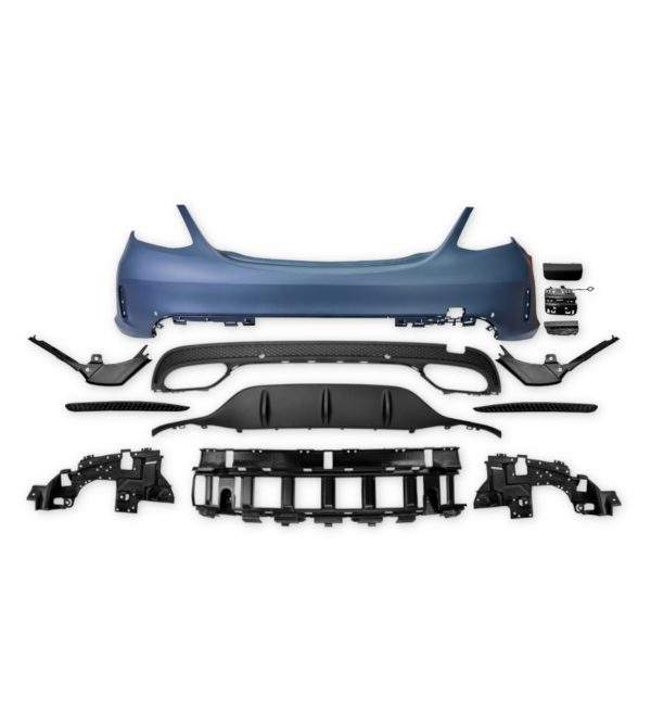 REAR BUMPER DIFFUSER BODY KIT PRIMED FOR MERCEDES W205 SALOON PRE-FACELIFT 15-18