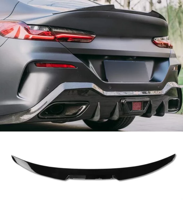 REAR SPOILER BOOT LIP SPOILER V STYLE GLOSS BLACK FOR BMW 8 SERIES G15 COUPE 19+