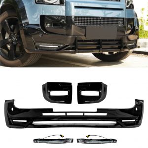 FRONT SPLITTER LOWER LIP WITH LED DRL LIGHT GLOSS BLACK FOR DEFENDER 110 90 L663