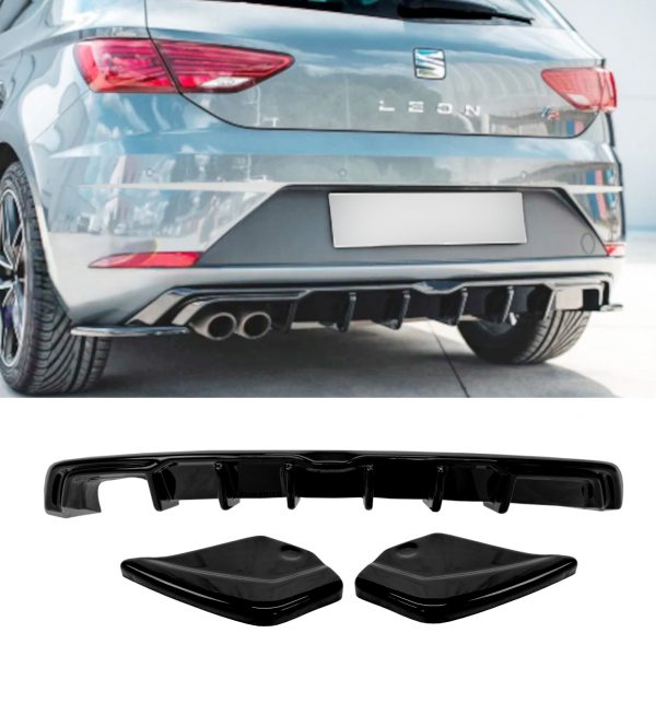 AERO BODY KIT SPLITTER DIFFUSER SKIRTS GLOSS BLACK FOR SEAT LEON MK3 FR FACELIFT - Image 2
