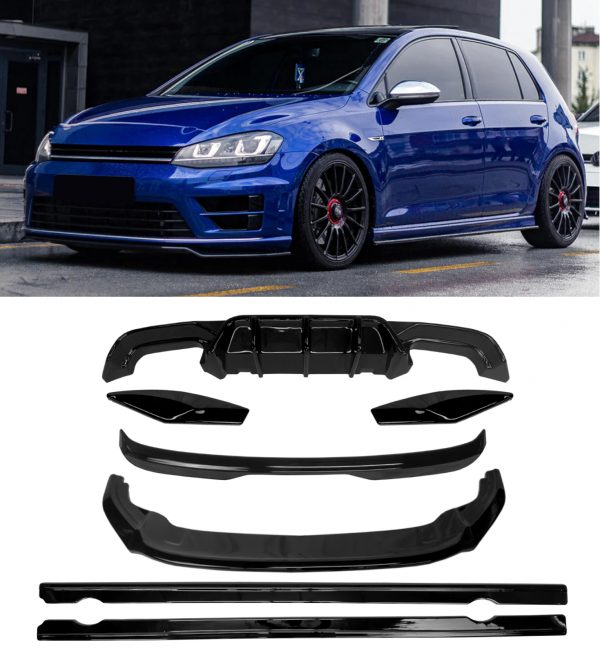 VW GOLF R REAR DIFFUSER FRONT SPLITTER SPOILER SKIRTS BODYKIT GLOSS BLACK MK7 2013-16