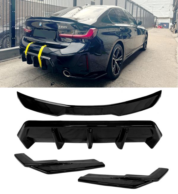 BMW 3 SERIES G20 FRONT LIP SPLITTER DIFFUSER SKIRTS M-PACK BODYKIT GLOSS BLACK LCI 2022+ - Image 2