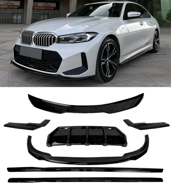 BMW 3 SERIES G20 FRONT LIP SPLITTER DIFFUSER SKIRTS M-PACK BODYKIT GLOSS BLACK LCI 2022+