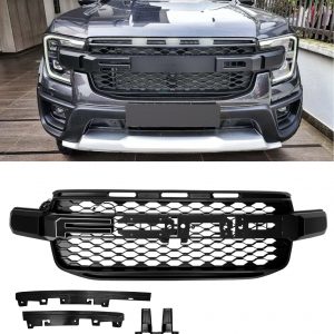 FRONT GRILLE WITH LED LIGHT MATTE BLACK FOR FORD RANGER SPORT WILDTRACK XLT 2022+