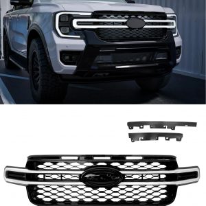 FRONT GRILLE DYNAMIC LED DRL LIGHT GLOSS BLACK FOR FORD RANGER WILDTRAK T9 2023+