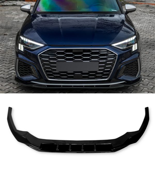 FRONT LIP SPLITTER SPOILER 1 PCS GLOSS BLACK FOR AUDI A3 S-LINE S3 8Y 2020-2024