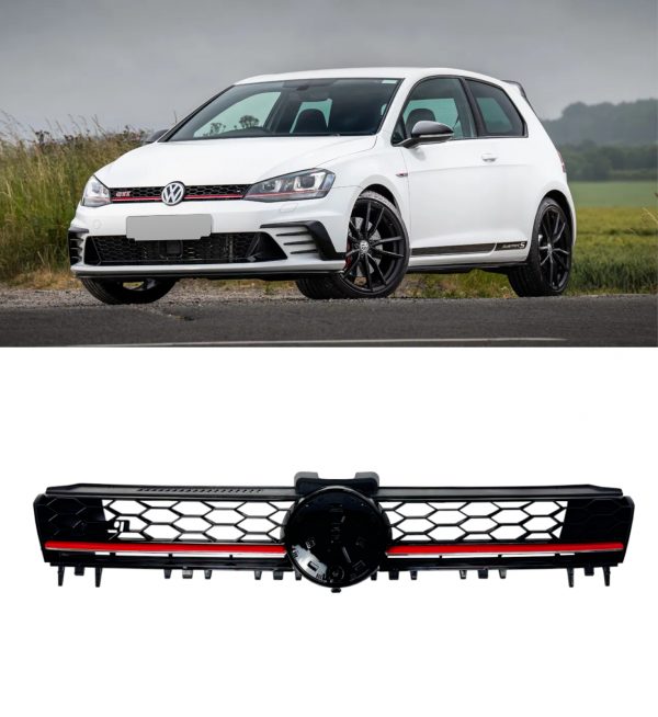 FRONT GRILLE HONEYCOMB MESH GTI STYLE GLOSS BLACK FOR VW GOLF MK7 2012-2016