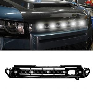LAND ROVER DEFENDER 90 110 130 L663 FRONT GRILLE WITH 5-LED LIGHTS GLOSS BLACK 2020+