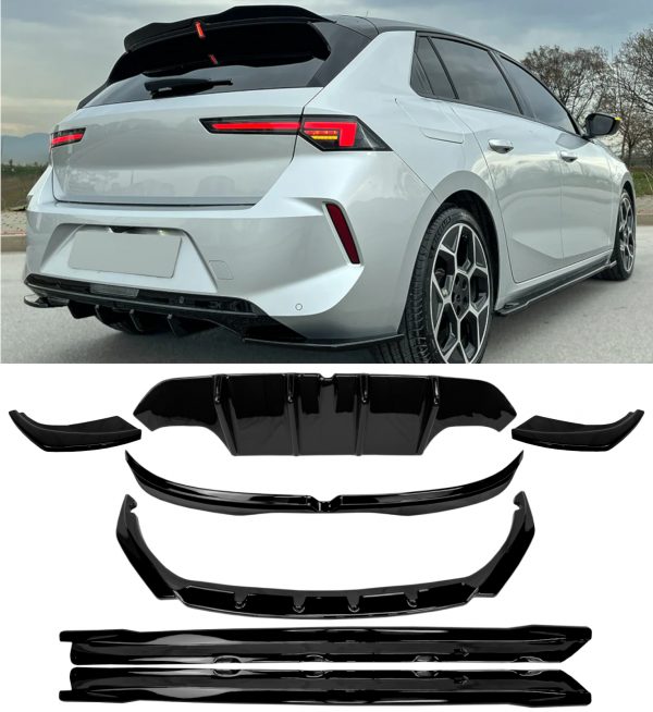 AERO BODY KIT SPLITTER DIFFUSER SPOILER SKIRTS GLOSS BLACK VAUXHALL ASTRA L 20+
